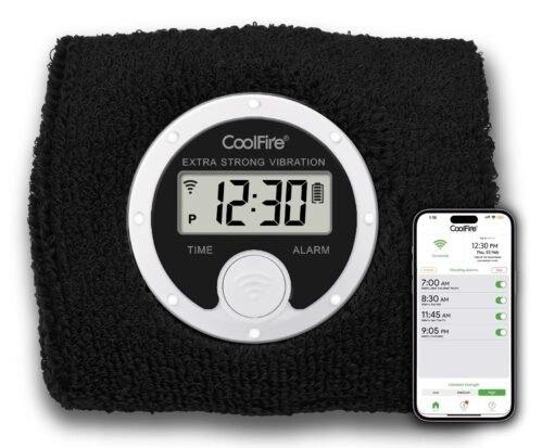 Coolfire - Vibrating Alarm Clock Sweatband, Silent Wake Yourself Up