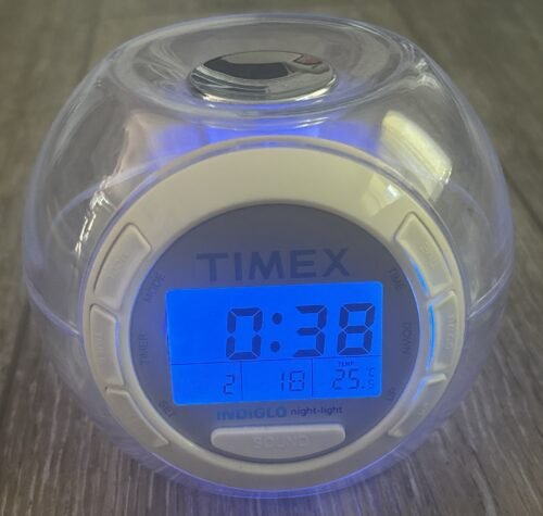 Cool TIMEX Color Clear Alarm Clock Battery Travel Night Light W/ Sleep Sounds
