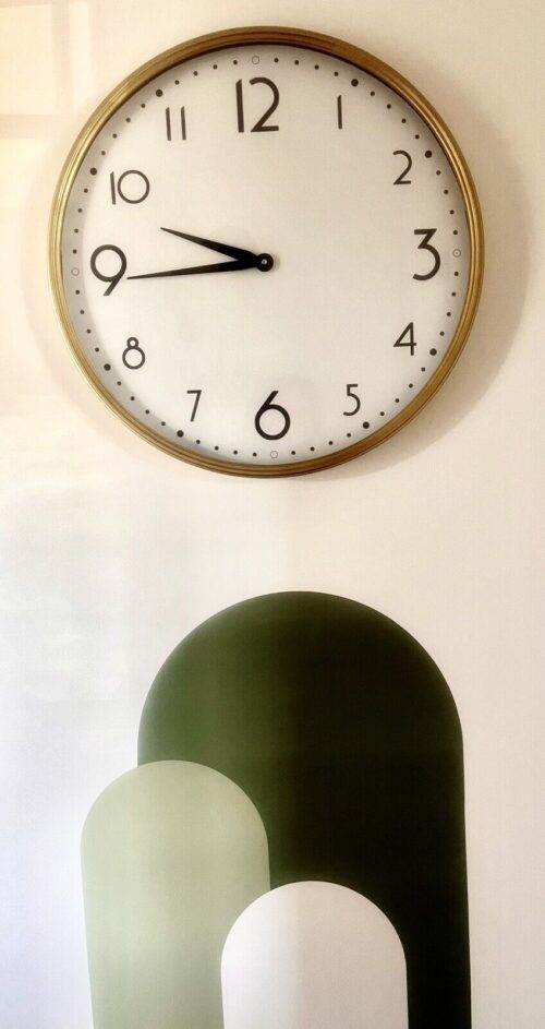 Cooper Classics Zane Collection Large Gold Wall Clock. Smooth Mid Century Style