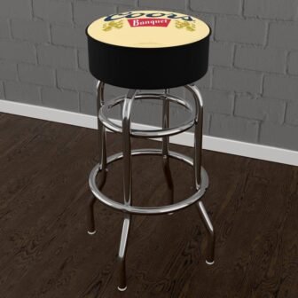 Coors Banquet Logo 31 in. Yellow Backless Metal Bar Stool with Vinyl...