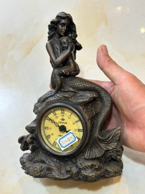 Copper Cloisonne Clock mermaid Statues Collection love mother living Home Decor