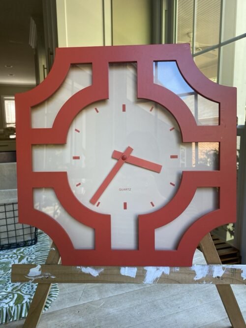 Coral-colored Wall Clock Battery Operated from Target 14” x 14” Super Cute!