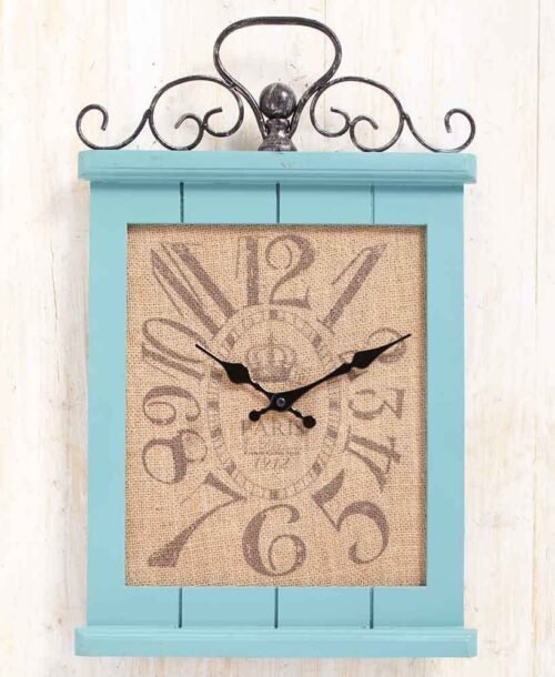 Coral Scrolled Metal Beadboard Wall Clocks Teal Burlap Vintage Wall Clock