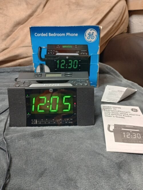 Corded Bedroom Phone GE Dual Alarm Clock AM/FM Radio Landline 29298FE1 Home Phon