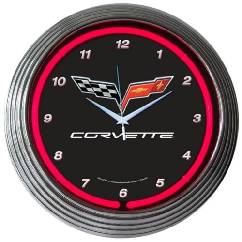 Corvette Neon clock sign C6 Chevy 2012 Racing Flags Garage wall lamp light art