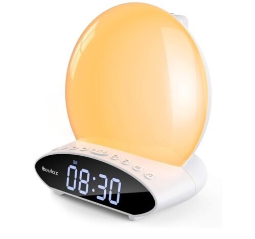 COULAX wake-up light Clock With Dual Alarm Sunrise/Sunset Light FM Radio 7Color