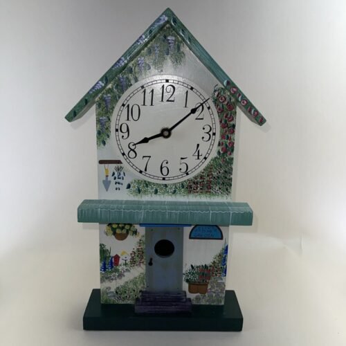 Country GARDEN WALL or TABLETOP CLOCK Working Condition Hand painted