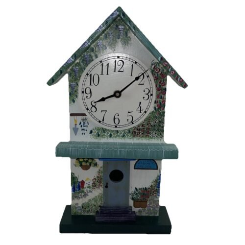 Country GARDEN WALL or TABLETOP CLOCK Working Condition Hand painted Farm Decor