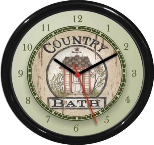 Country Primitive Bath Wall Clock Bathroom Decor Gift 0724
