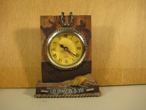 "Cowboy" Western Themed Cast Resin Desktop Quartz Clock