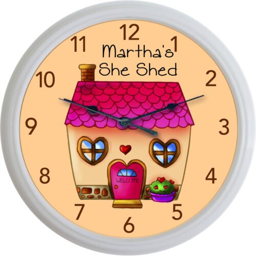 Craft Cottage She Shed Chick Cave Shabby Chic Wall Clock Custom Personalized