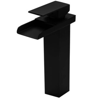 CRAVEN Single Handle Waterfall Single Hole Lavatory Bathroom Faucet in Matte Black