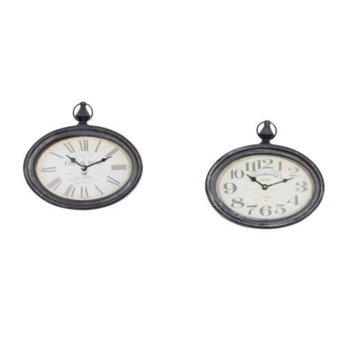 Cream Metal Pocket Watch Style Analog Wall Clock (Set of 2),hot
