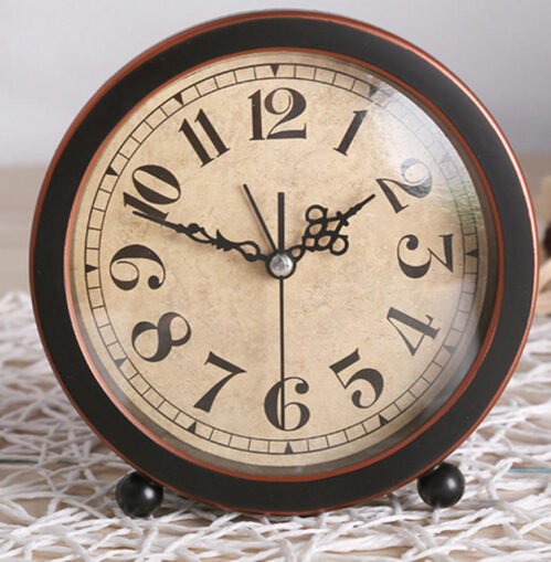Creative alarm clock vintage style desk Dia.13.7cm clock home office decor-P01