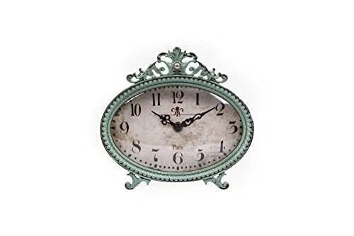 Creative Co-Op Distressed Pewter Mantel Clock, Aqua