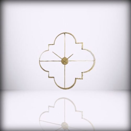 Creative Co-op * EC0149 Brass Quatrefoil Shaped Metal Open Face Wall Clocks Gold