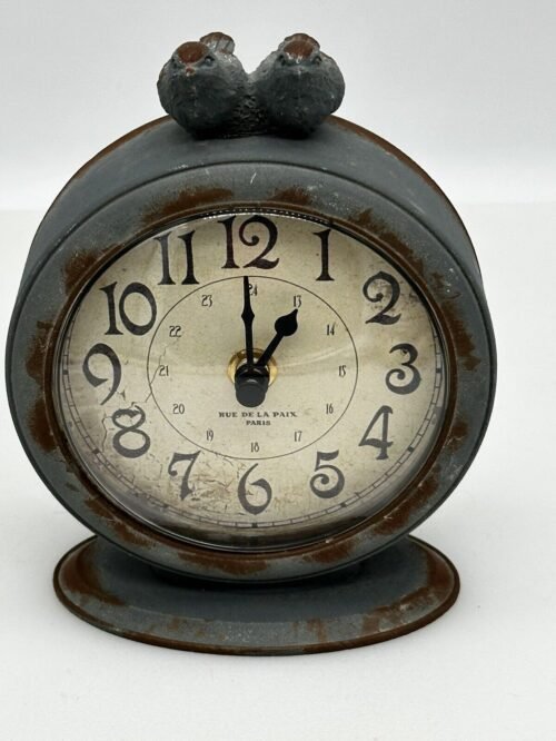 Creative Co-Op Grey Pewter Mantel Birds Clock Cottage Core Style