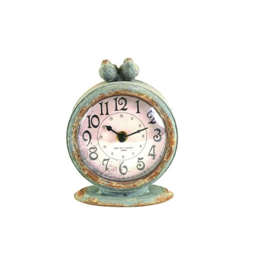Creative Co op Grey Pewter Mantel Birds Clocks, Pack of 1 ,DA 3835 detail image