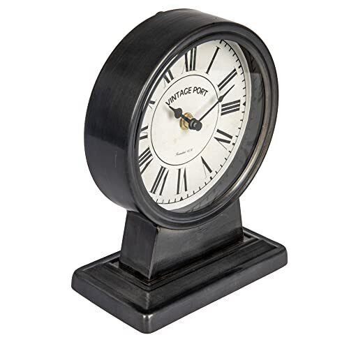 Creative Co-Op Vintage Metal Mantel Clock Gunmetal Black