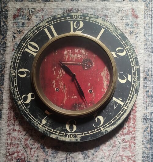 Creative Co op red 15" Wall Clock - French theme
