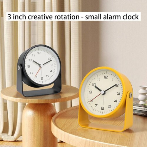 Creative Metal Small Alarm Clock,Student Desktop Clock,Minimalist Quartz Clock