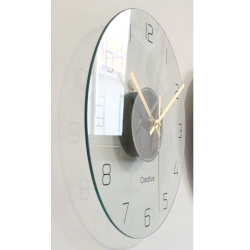 Creative Modern Round Ultra-thin Tempered Glass Wall-mounted Clock Silent Clock