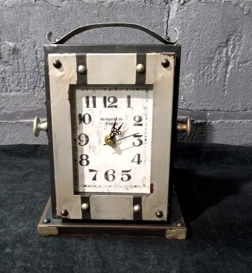 Crestview Collection Time Flash Vintage Style Distressed Metal Mantle AA Clock