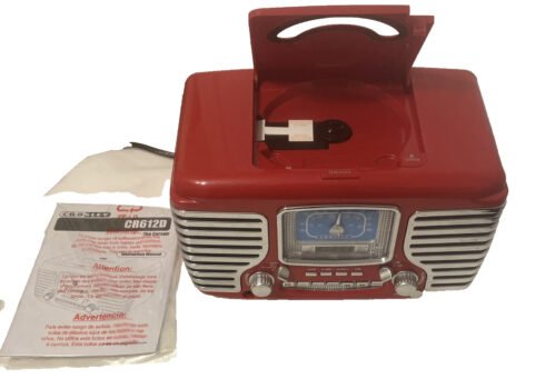 Crosley CR612-RE Red Corsair Retro AM/FM Radio Dual Alarm Clock CD Player