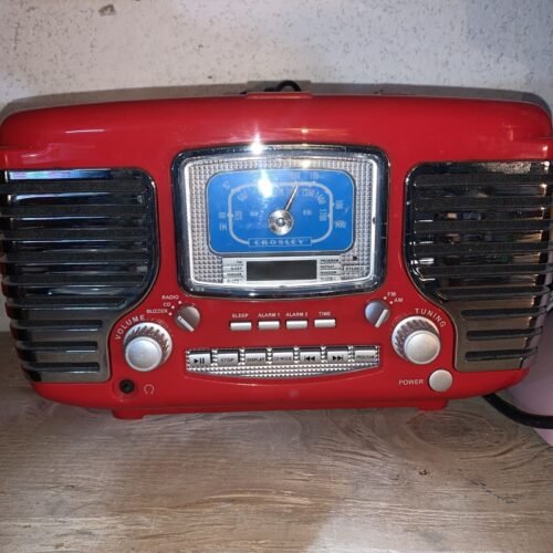 Crosley CR612B-RE Corsair Tabletop AM/FM Bluetooth Clock Radio CD Player