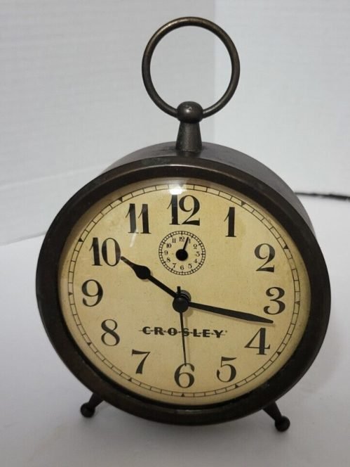 CROSLEY Crosley Metal Alarm Clock Brass Color Retro Shabby Chic (Tested)