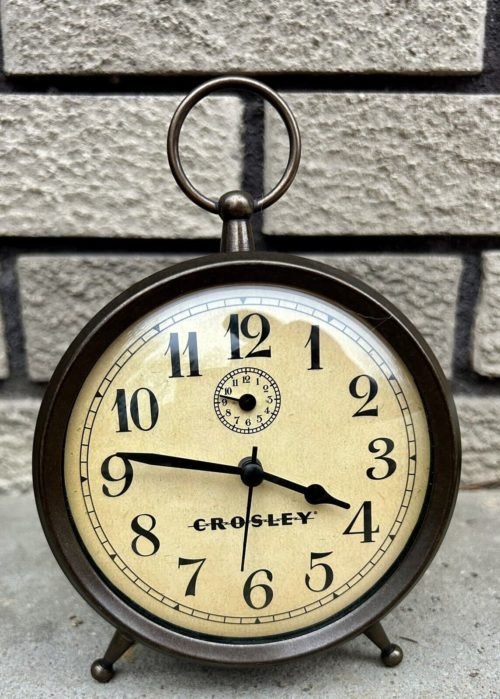 CROSLEY Vintage Metal Alarm Clock #33301 Brass Color Shabby Chic Decorative