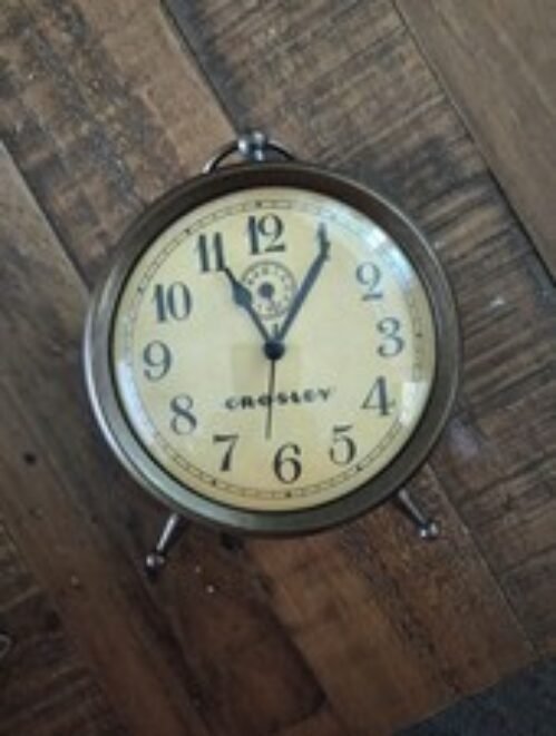 CROSLEY Vintage Metal Alarm Clock #33301 Brass Color Shabby Chic Decorative