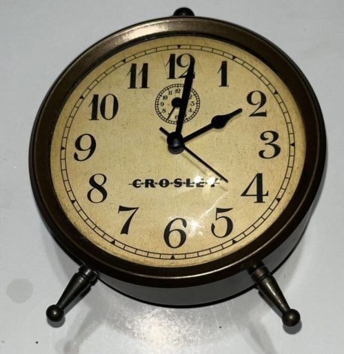CROSLEY Vintage Metal Alarm Clock #33301 Brass Color Shabby chic TESTED