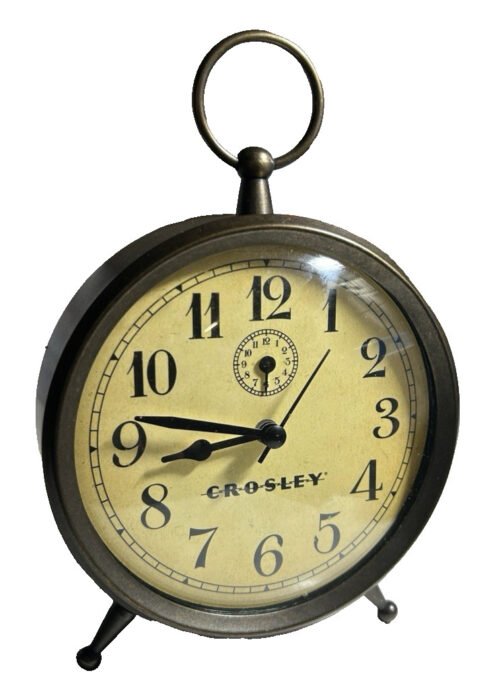 Crosley Vintage Table Alarm Clock Metal, Bronze Color, Battery Alarm - Working