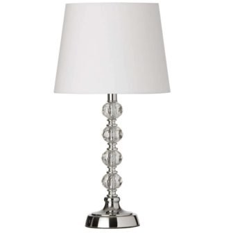 Crystal 17.5 in. H 1-Light Polished Chrome Table Lamp with Fabric Shade