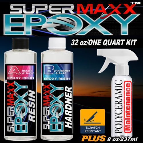 CRYSTAL CLEAR EPOXY RESIN TABLE TOP WALL ART CLOCKS 32 OZ PLUS 8 OZ CERAMIC KIT