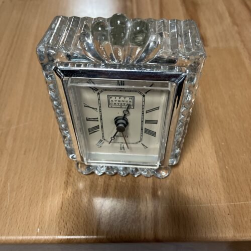 Crystal Fifth Avenue 24% Lead Crystal Quartz Table Clock Taiwan 5” Tall/ Works