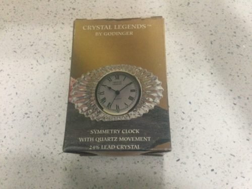 Crystal Legends 24% Lead Crystal “SYMMETRY " Clock By Godinger **NEW IN BOX**