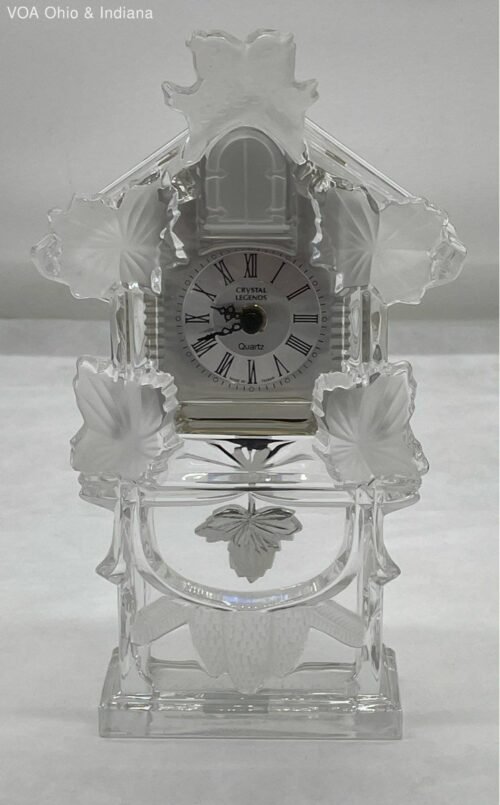 Crystal Legends By Godinger Clear & Frosted Lead Crystal Roman Numeral Clock