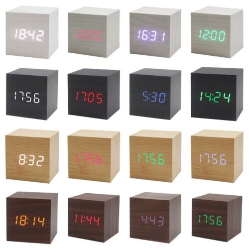 Cube Voice Control Alarm Clock Bedside Table Square Clock Multipurpose