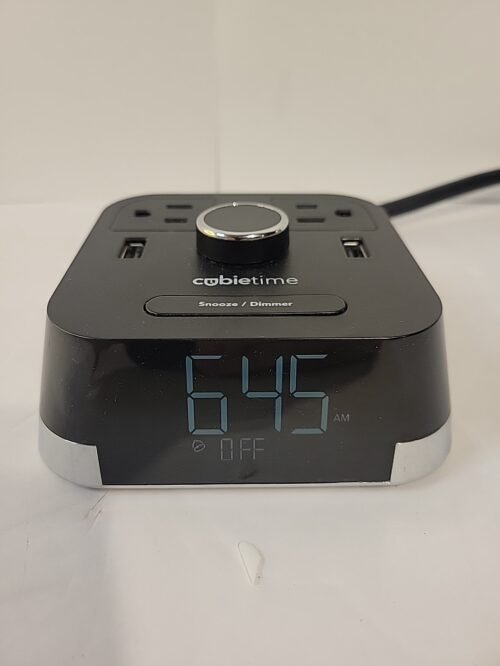 Cubie Time Hotel Alarm Clock 2 outlets + 2 USB Charging Surge Brandstand BPECT