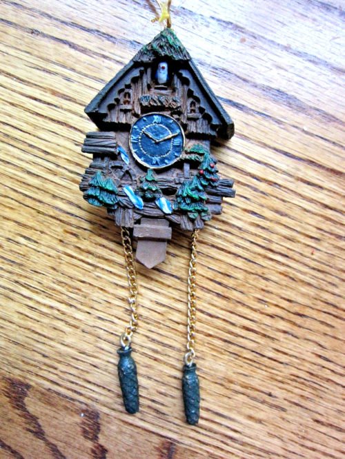 CUCKOO CLOCK - BLACK FOREST LOOK- CHRISTMAS ORNAMENT W WATER MILL!