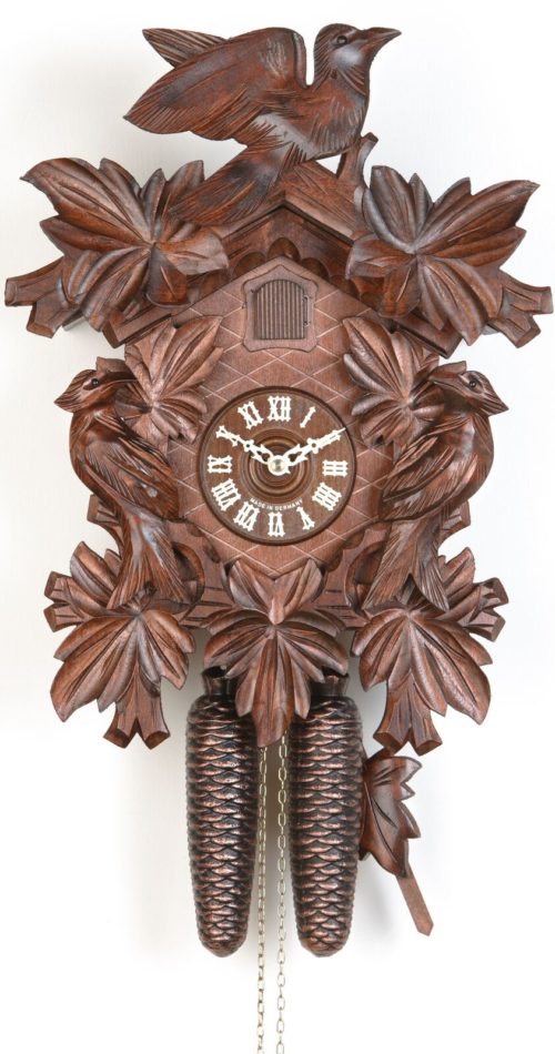 Cuckoo Clock 7 leaves, 3 birds KA 814 EX N NEW