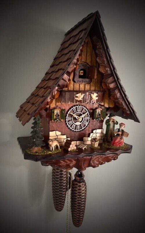 cuckoo clock black forest 8 day original german Black Forest couple new