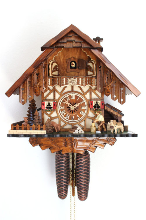 cuckoo clock black forest 8 day original german wood chopper new