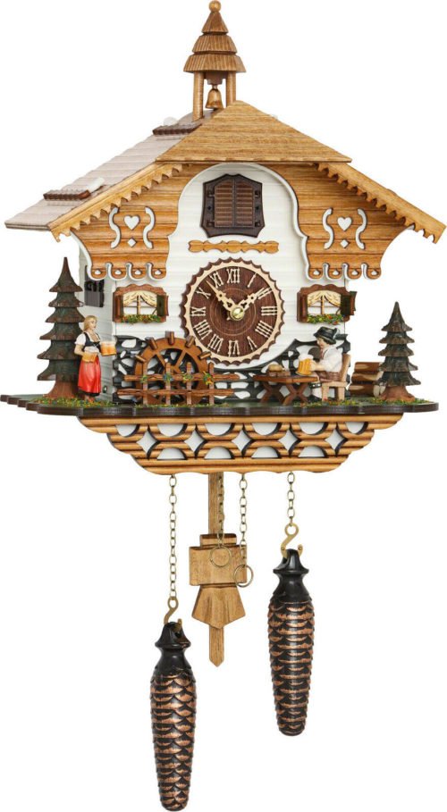 cuckoo clock black forest quartz german music moving beer drinker battery wood