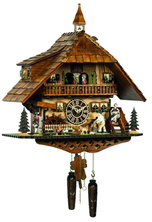cuckoo clock black forest quartz german music quarz chalet wood chopper new