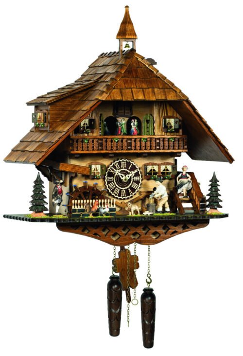 cuckoo clock black forest quartz german music quarz chalet wood chopper new