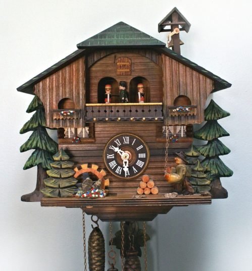 cuckoo clock hand crafted water wheel bell ringer W. Germany BlackForest video