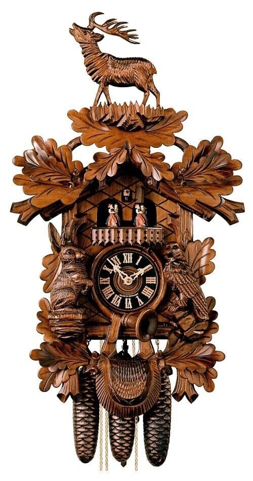 Cuckoo Clock Hunting Clock, standing Deer HO 86248/5Tnu NEW